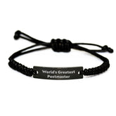 Unique Funny Postmaster Gifts for Men Women Friends Coworkers Family - Rope Bracelet with 'World's Greatest Postmaster' Quote, Christmas Unique Gifts from Lover Husband - Image 1